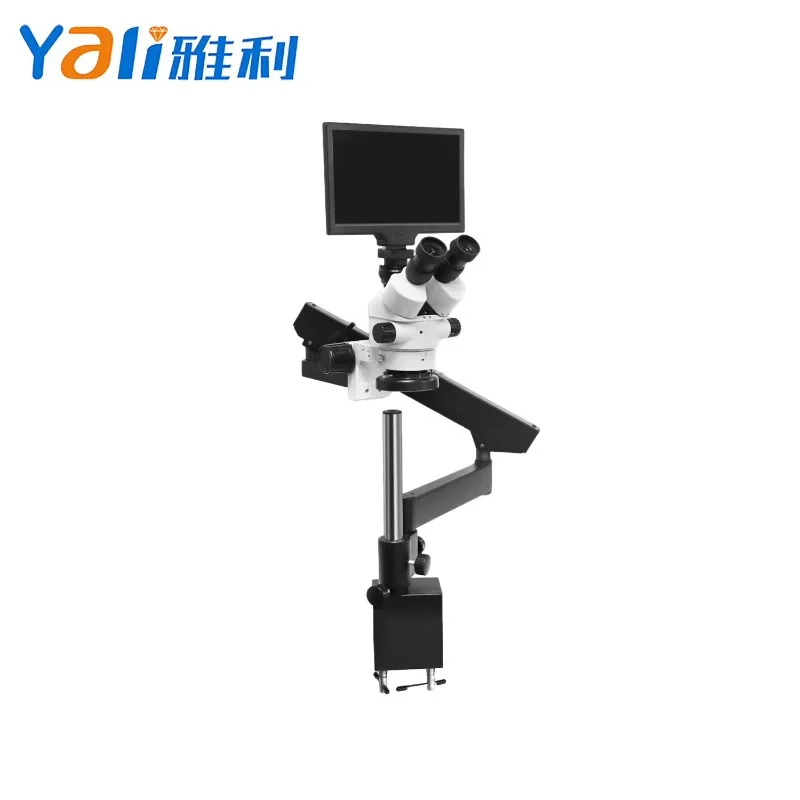 Multi-Directional Microscope With Inlaid Mirror Screen LED Light 7X-45X Magnifier Flexible Stand For Gem Diamond Micro Setting