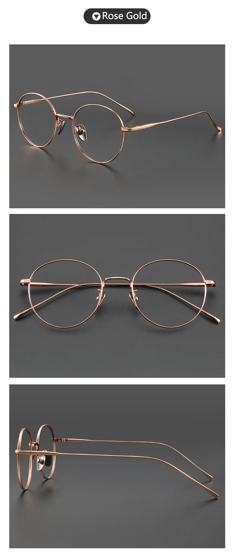 Ultra Licht Titan Brillen Mode Retro Runde Brillen Kleine Größe Hyperopie Myopie Optische Verordnung Rahmen Mann Frau – Detail 13