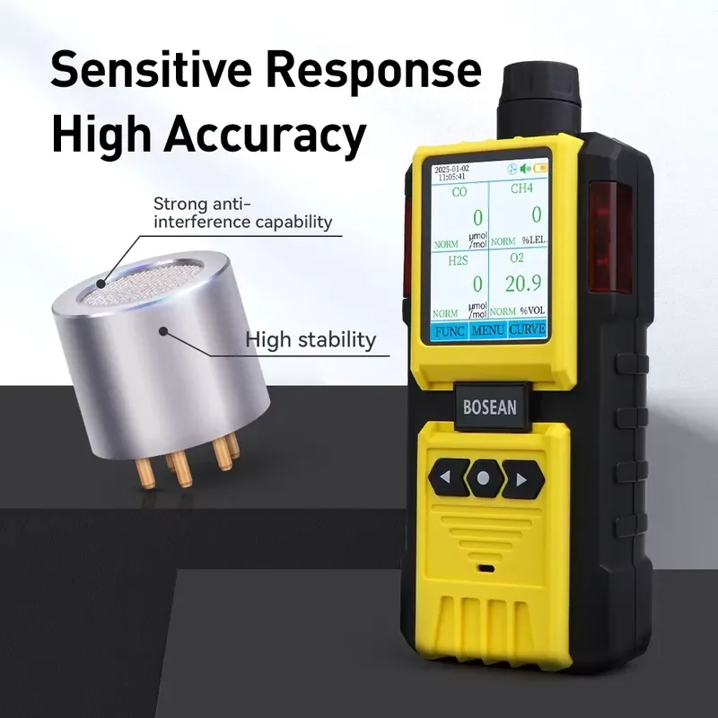 Portable High Precision Multi Gas Detector Pump Sampling Explosion Proof IIC T4 Monitor For CO2 Oxygen Ammonia Detection