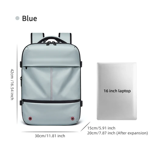 Imagen 2 del producto Mochila de viaje para mujer, mochila para ordenador portátil de compresión al vacío de 16 pulgadas, mochila escolar con carga USB, mochila de negocios para senderismo extendida