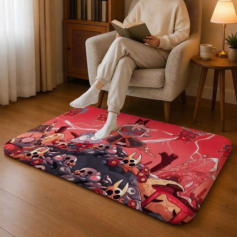 C-Cult of the Lamb Floor Mat Machine Washable Soft Flannel Area Rug, Non-Slip Absorbent Floor Mat for Living Room Bedroom