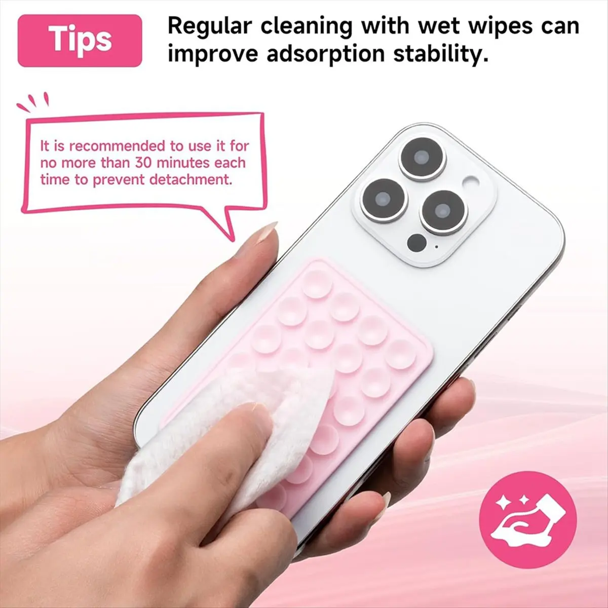 AA80 Silicone Suction Phone Case Mount, Hands-Free Holder, Silicon Adhesive Phone Stand Sticky Black