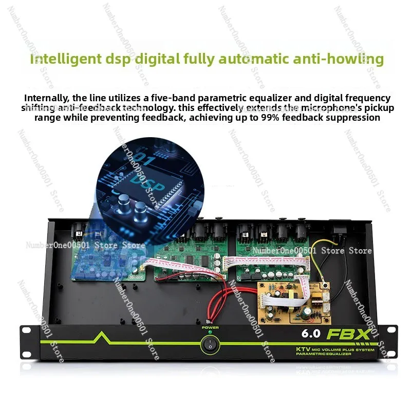 Intelligent automatic one-button anti-howling feedback suppressor household KTV performance frequency shift microphone processor