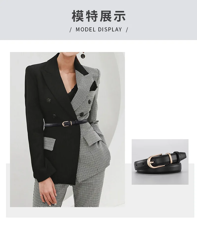 Damen-Gürtel aus zweilagigem Rindsleder mit Gürtelschnalle aus Legierung für vielseitigen, hochwertigen und schlichten Business-Casual-Look mit Jeans – Detail 11