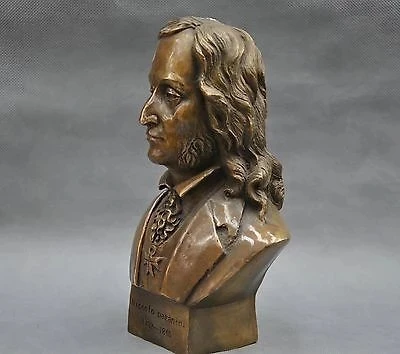 8'' Italian Great Musician Niccolo Paganini Bust Bronze Statue