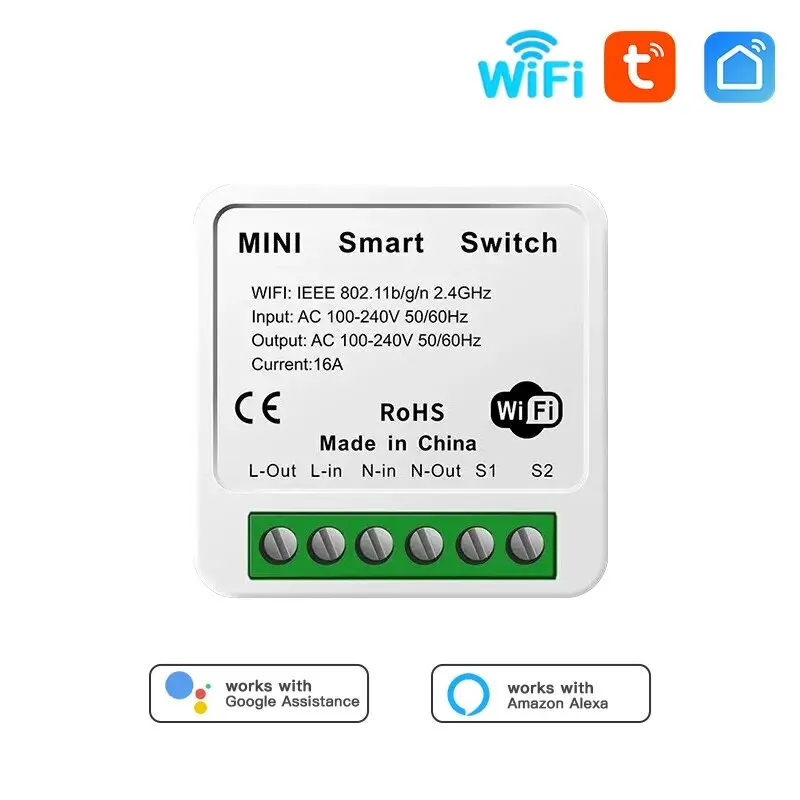 16A MINI Wifi Smart Switch Breaker 2WAY Control Timer Wireless Switches Smart Home Automation Work With Tuya Alexa Google Home