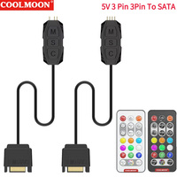 5V 3Pin ARGB Controller To SATA RGB Remote Mini Controller HUB Adapter RGB Remote Controller for PC Fan Cooling Fan Light Strip