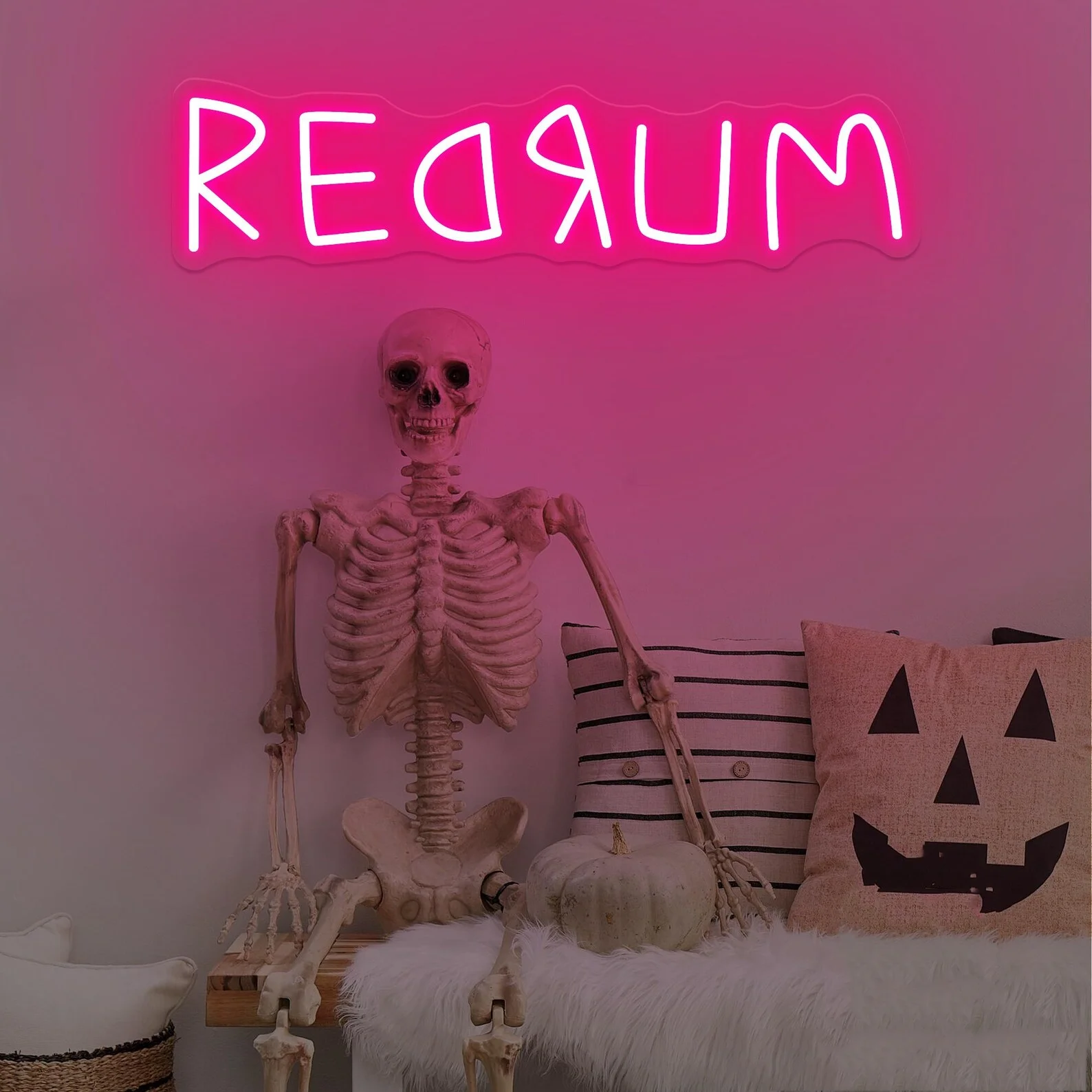 REDRUM Neon Sign,Horror Neon Sign,Spooky Neon Sign,Creepy Room Decor,Scary Hall…
