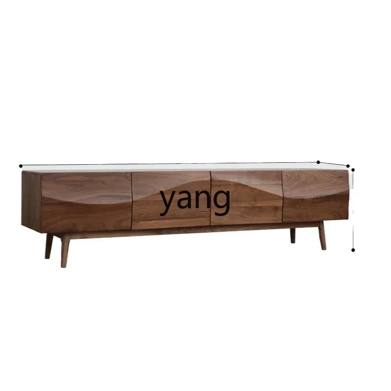 LMM all solid wood retro wave floor cabinet living room TV cabinet modern simple creative furniture