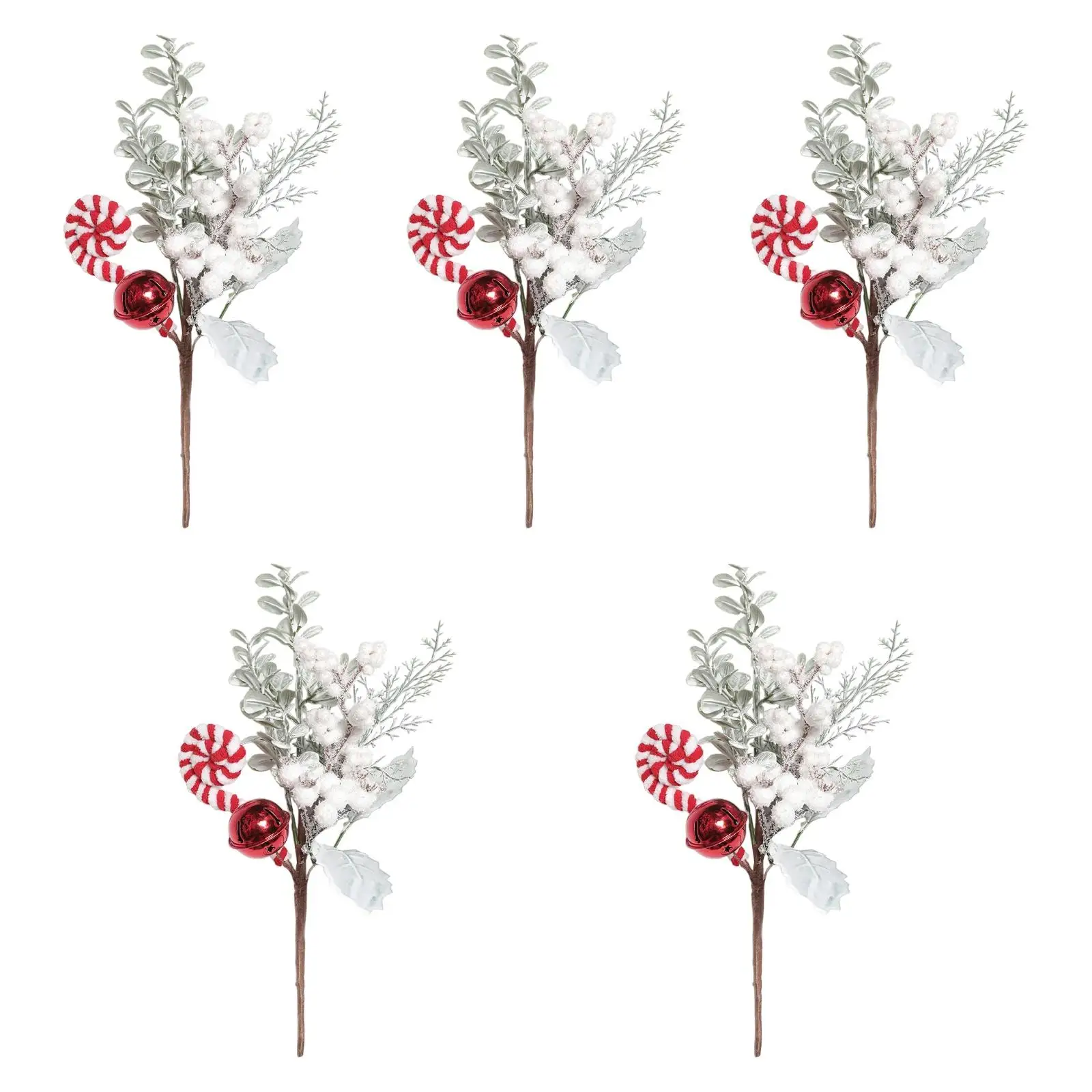 5Pcs Christmas Branches DIY Decorative Natural Ornament Artificial Flowers Trees for Acquaintances Neighbors Family Friends