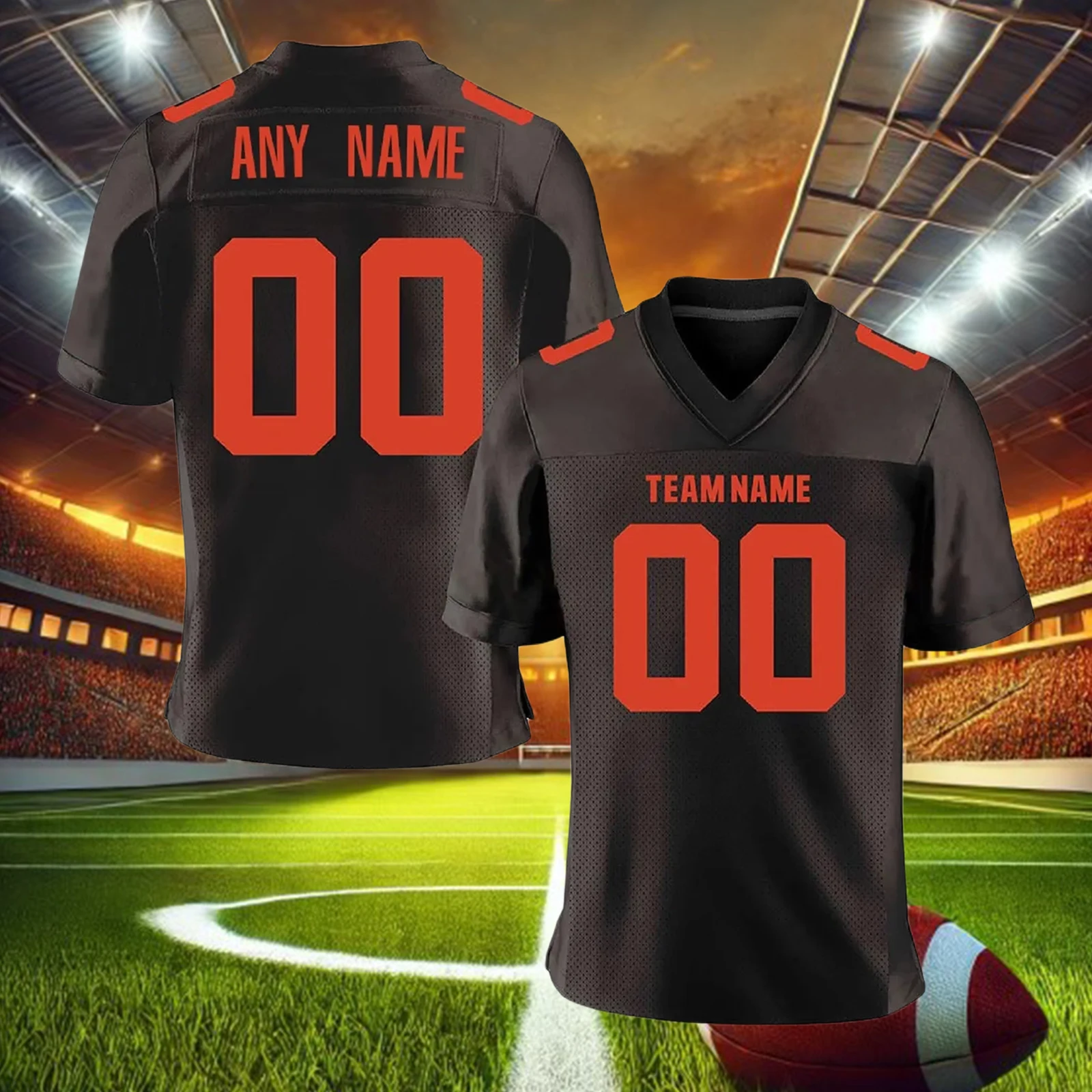 مخصص براون كرة القدم الأمريكية جيرسي شخصية مطبوعة اسم الفريق رقم الكبار الاطفال التجفيف السريع التدريب قميص كرة القدم