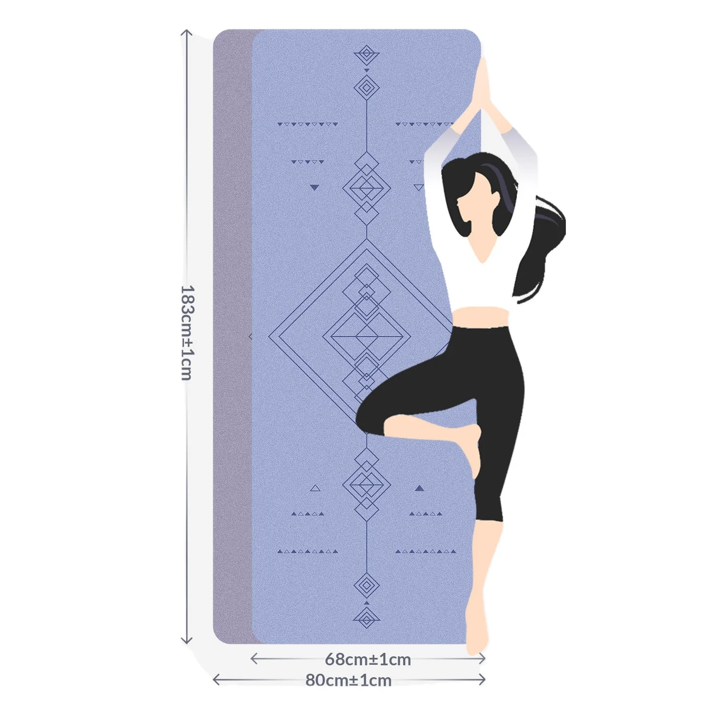 Lezyan 183 * 68 * 0.6cm Frosted PU Natural Rubber Yoga Mat Sweat Absorbing Non-slip Workout Gymnastics Exercise Thick Gym