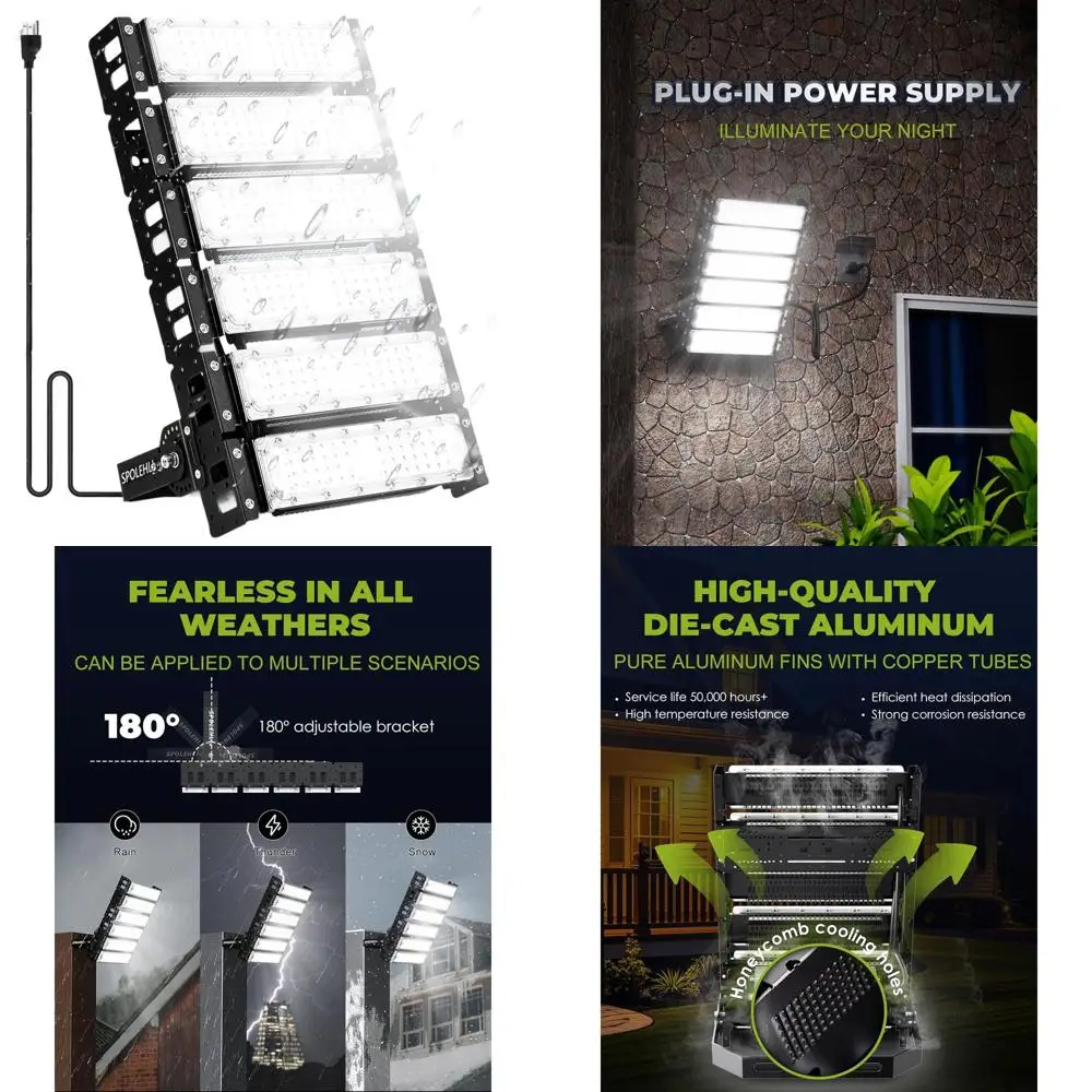 

Светодиодный светильник для высоких мачт мощностью 2000 Вт, 48 000 люмен, водонепроницаемость IP66, срок службы 50 000 часов, 120 ° Балки для тоннелей, парковок