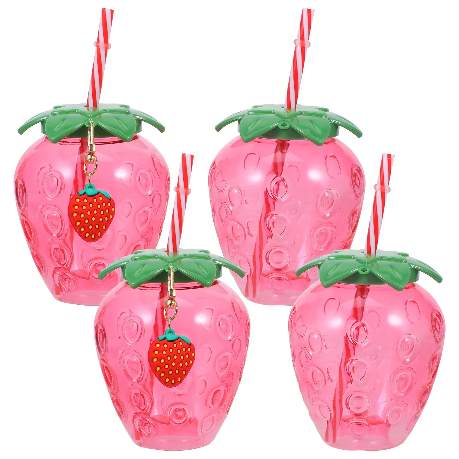 

4 Pcs Strawberry Mug with Lid Cup Bottles Juice Glass Summer Decor Beverage Cups Banquet