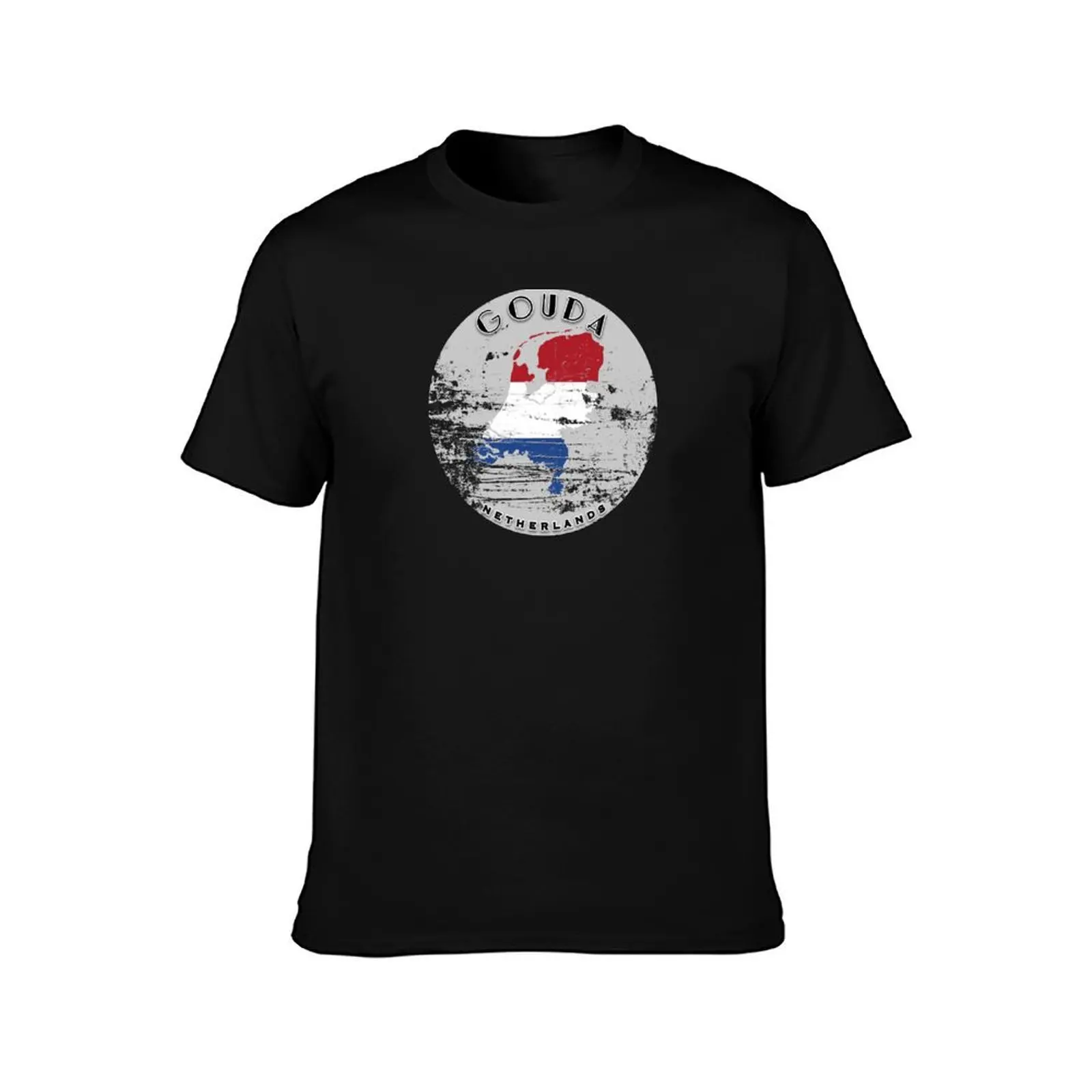 Gouda Netherlands Worn T-Shirt, Summer Casual Cotton Tee, Oversized Streetwear Tops, Vintage Graphic Print, Unisex Men Women