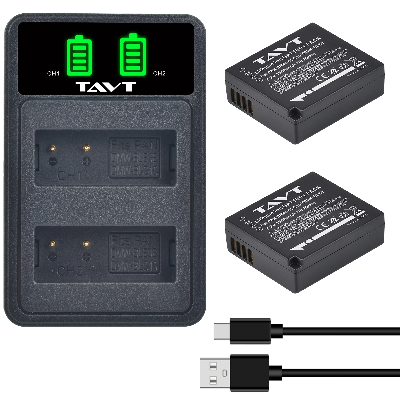 1500mAh DMW-BLG10 DMW BLG10e BLE9 Battery+LED Charger Type C for Panasonic LUMIX GF3 GF5 GF6 GX7 LX100 GX80 GX85 DMC-TX1