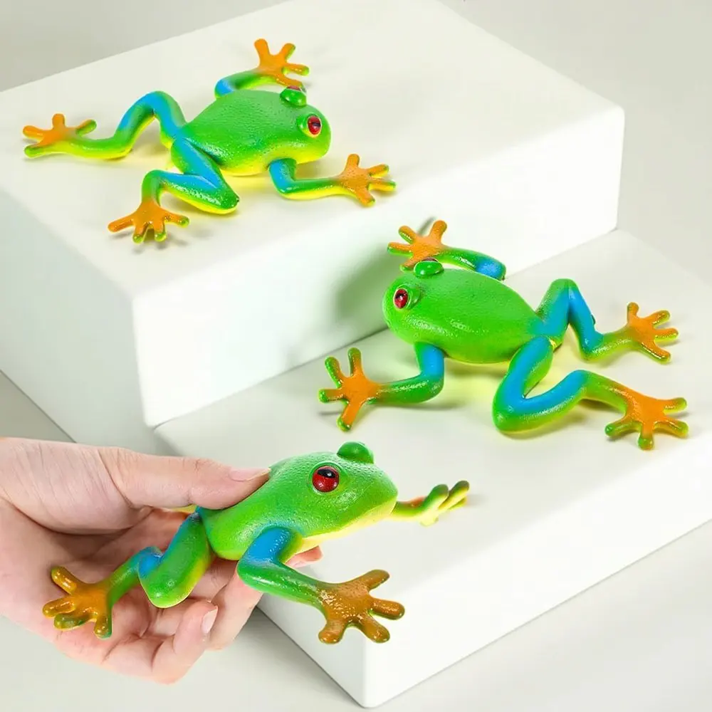 Soft Rubber Simulation Frog Prank Toy Tricky Stress Relief Sensory Play Fake Frog Model Funny Joke Prop Gift for Toddlers Kids
