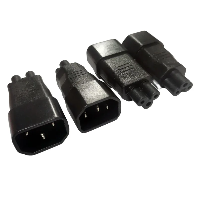 1PCS Black IEC 320 C14 to C5 Power Adapter Plug Male to Female Receptacle Plum Blossom Power Plug Socket Converter