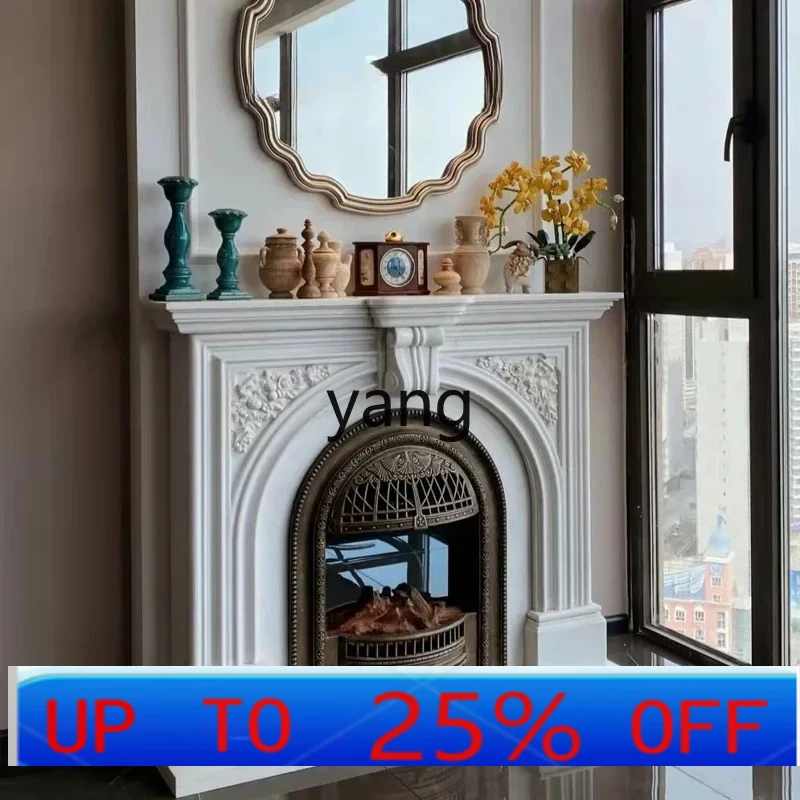 LH  Marble Fireplace French Arch Interior Cabinet Natural Stone Fireplace