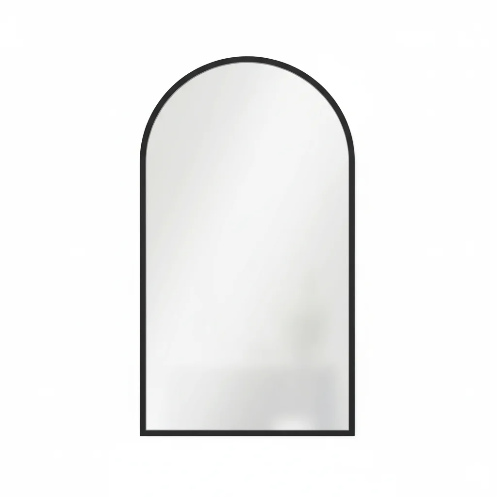مرآة حائط حمام سوداء مقوسة مقاس 26 × 38 بوصة، مرآة زينة أنيقة للنوم أو الكلية، تصميم مريح يومي حديث #1