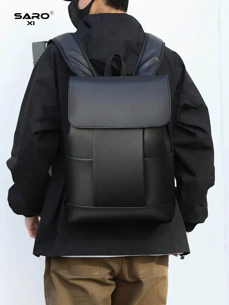 Men's casual fashion travel backpack with a stylish flip cover, lightweight and portable, suitable for travel, camping, hiking, student school backpack, essential for young students' campus trips and as a gift