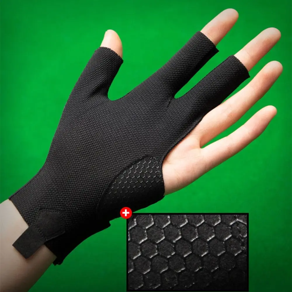 Unisex Left Hand Billiards Gloves Left Hand Three Finger Billiard Training Gloves Lightweight Wear-resistant Three Cut Gloves