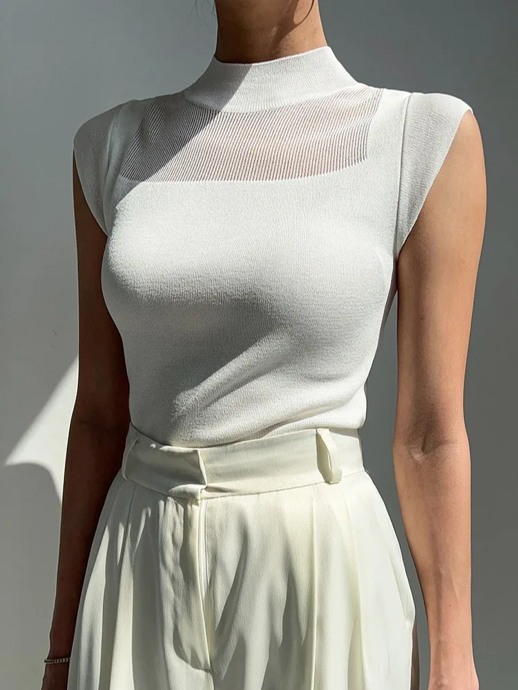 Sexy Tight Knitted Sweater Women's Mid-High Collar Base Layer Top Show Figure Chinese Polyester Fiber Summer Fashion 2026