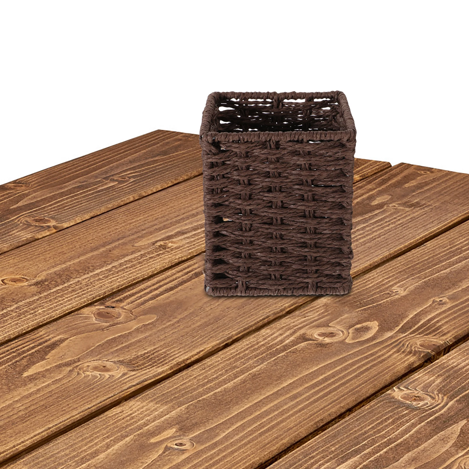 

Woven Storage Basket Rectangular Desk Organizer Rattan Pen Holder Small Sundries Basket Hand-woven Seagrass Container Durability