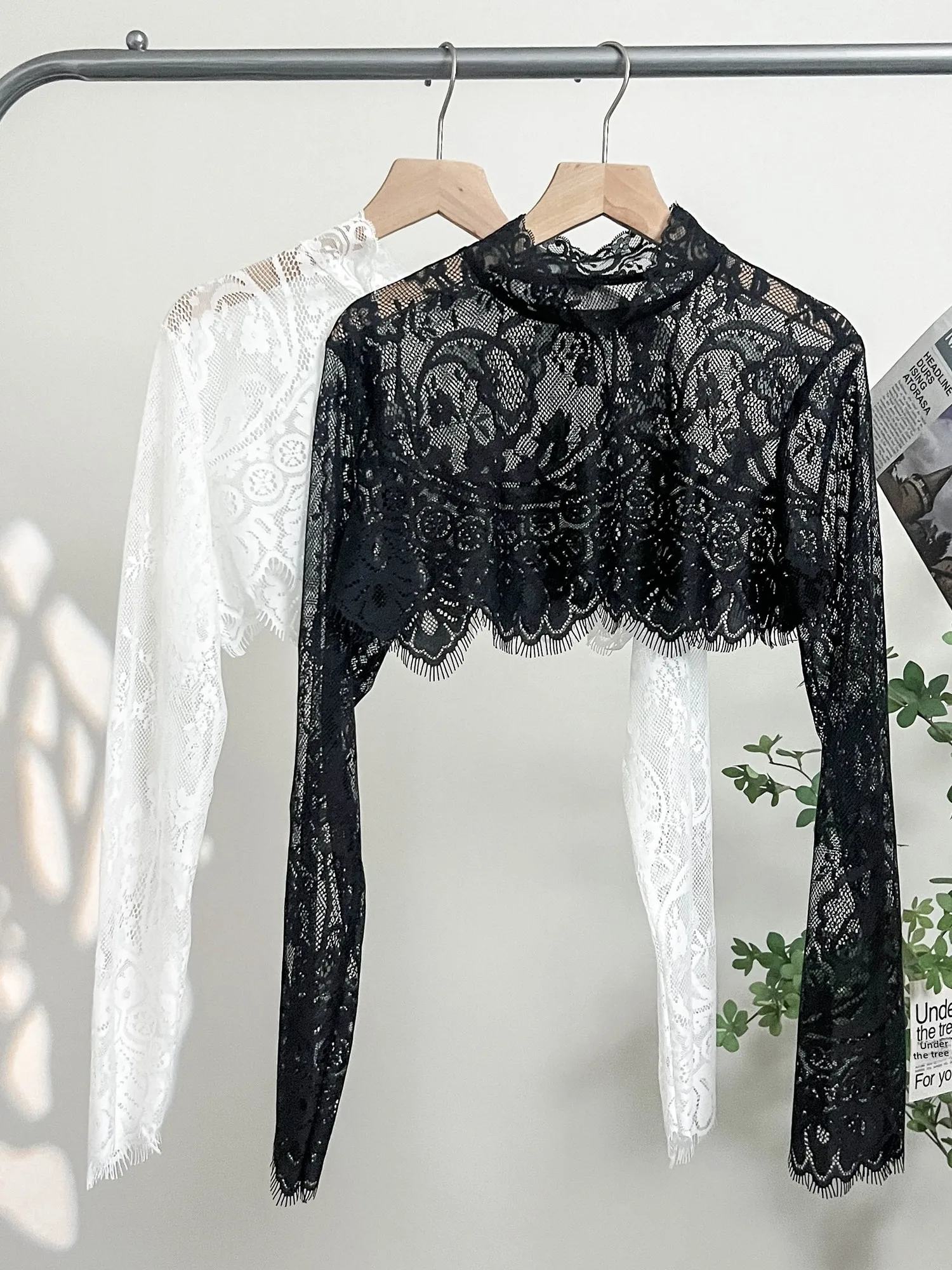 Lace Hollow out Short Sleeve Women's T-Shirt Base Shirt Mesh Skirt Qipao Long Sleeve T-Shirt Underwear Short Style Net Clothes