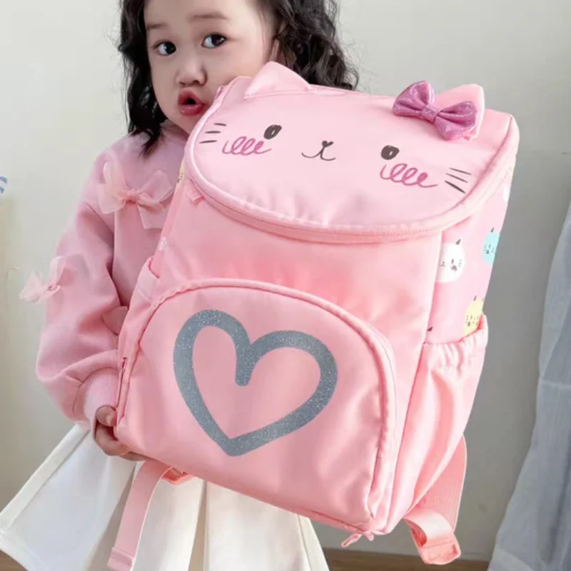 

Милые школьные сумки с изображением оленя и котенка для девочек, детские рюкзаки принцессы фиолетового цвета для школьников детского сада, школьная сумка, детские ранцы