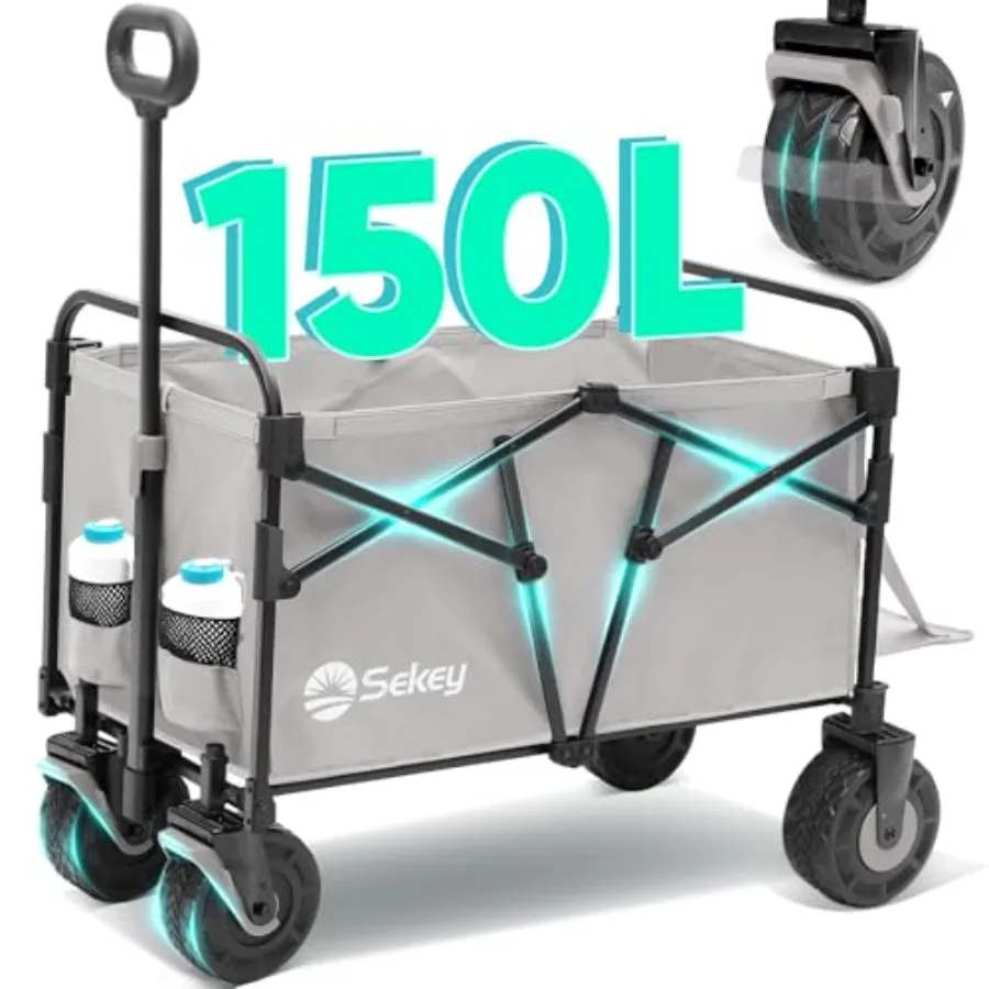 

Складная универсальная тележка с большими внедорожными колесами для кемпинга, сада, улицы, покупок, спорта, серая, сверхпрочная, складная, электрическая