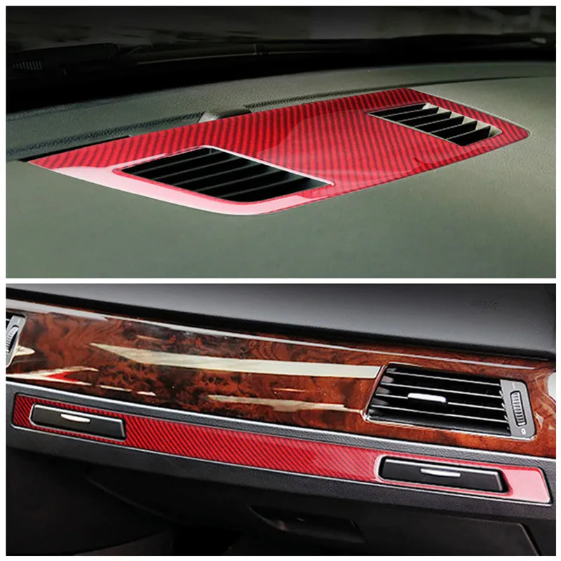 Red Carbon Fiber Car Interior Modification Stickers Cover Trim Strips For BMW 3 Series E90 E92 E93 Car Styling Inner Accessories