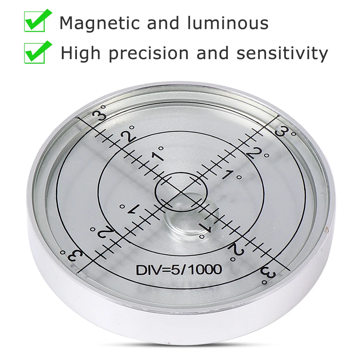Stainless Steel Circular Spirit Level Small Size Portable Liquid Bubble Level Horizontal Surface Scale for Engineering Surveying