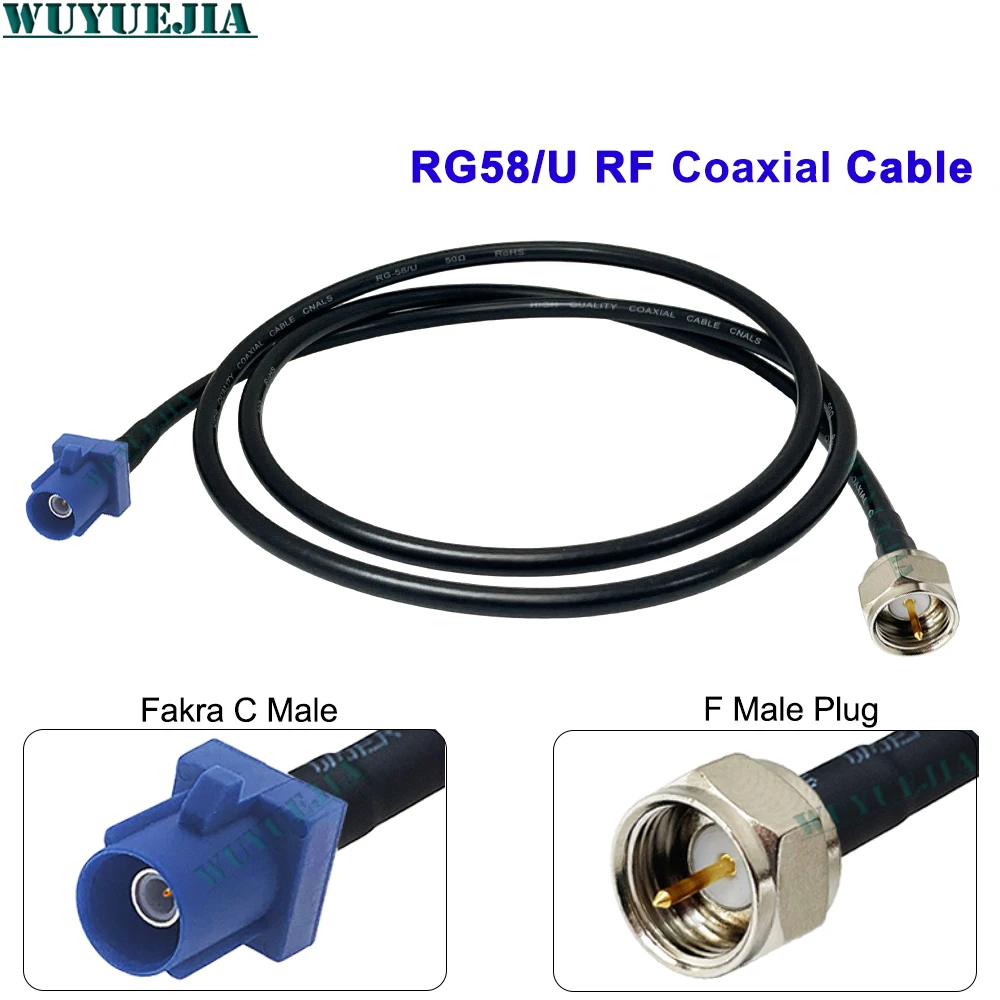 F Female to Fakra C Male RG58/U Low Loss RF Cable Braided Shield Auto Antenna Radio Wireless Stable Signal Connection Cord Line