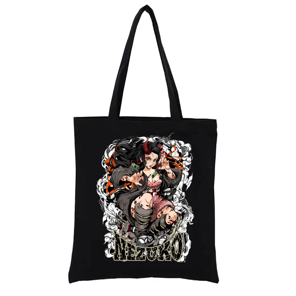 Kimetsu No Yaiba Graphic Tote Bag Demon Slayer Print Shoppong Bags Women\'s Handbag Funny Totebag Shopper Female Handbags Fashion