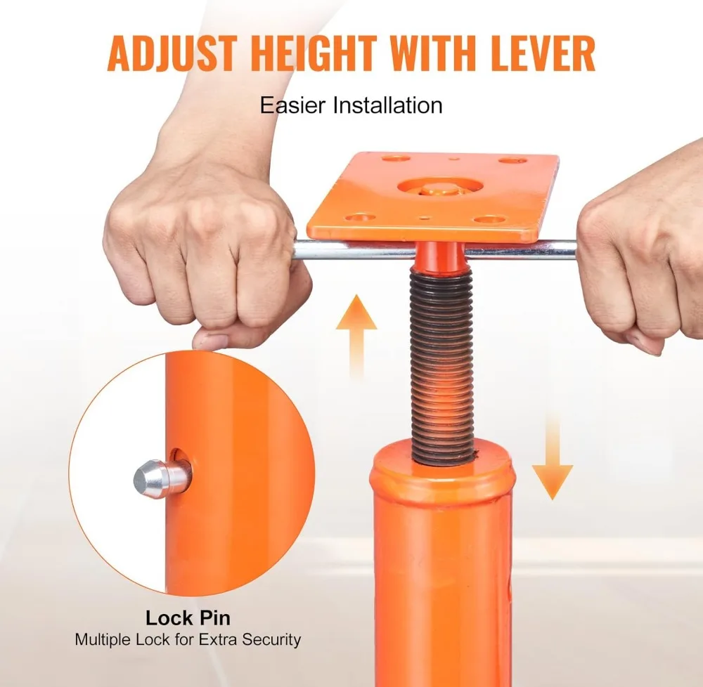 Robuuste vloerkrik, capaciteit van 18.000 lbs, verstelbare hoogte 56-100 inch, stalen telescopische steunpaal voor de bouw