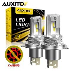 AUXITO 1/2Pcs Fanless H4 9003 LED Light Canbus High & Low Beam for Audi Honda VW Toyota H4 LED Car Motorcycle Headlight Bulb 12V