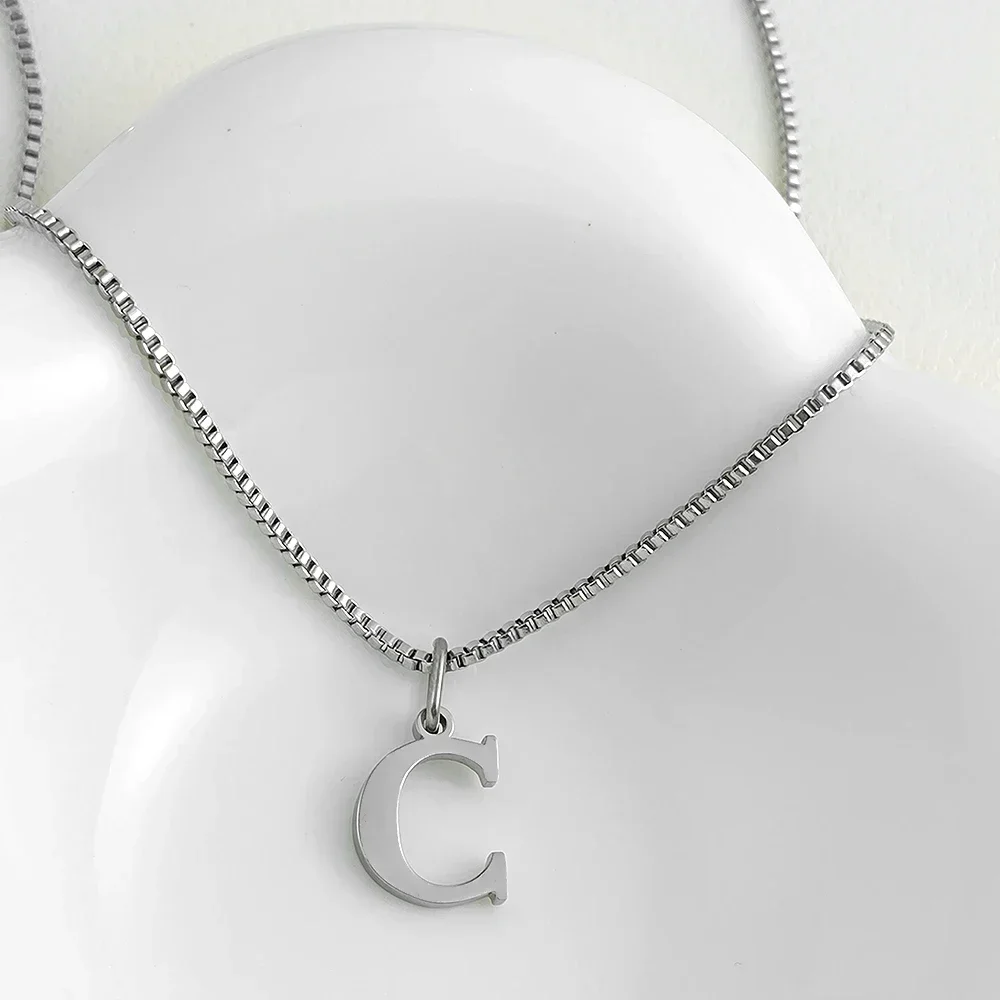 Initial necklace letter pendant chamrs stainless steel Necklace jewelry Women\'s Necklace Box Chain Choker woman trend 2025 gift