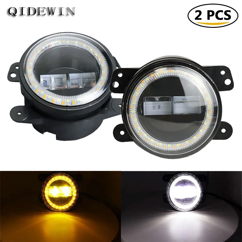 

4 Inch Headlights For Jeep Wrangler Dual Lens Car LED Angel Eye Lenses Front Bumper Fog Lamp Car Lights For Vehicles 120W 2pcs