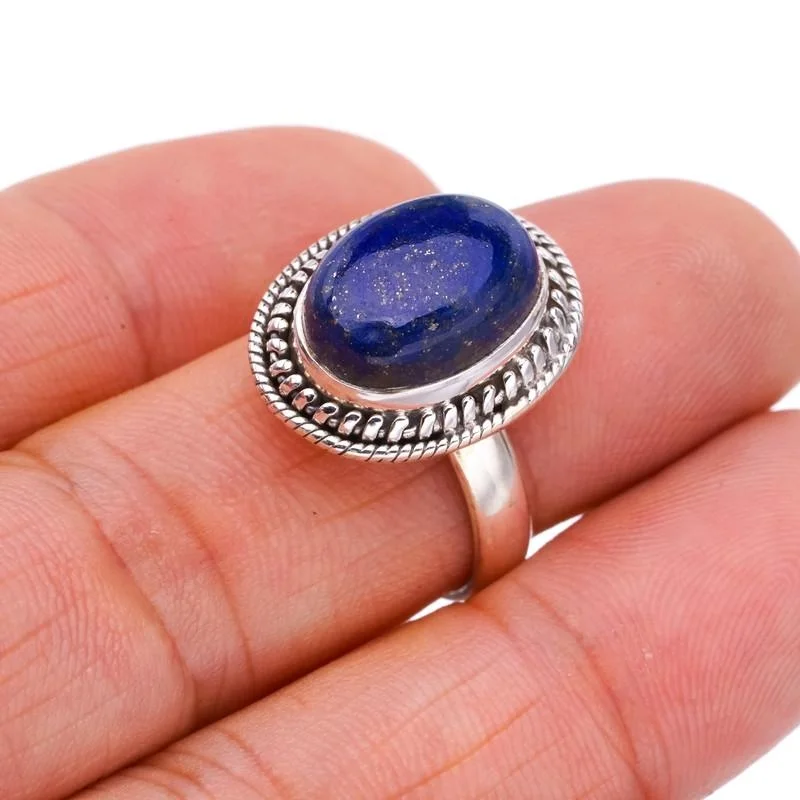 

StarGems® Natural Lapis Lazuli Handmade 925 Sterling Silver Ring 7.25 F2025