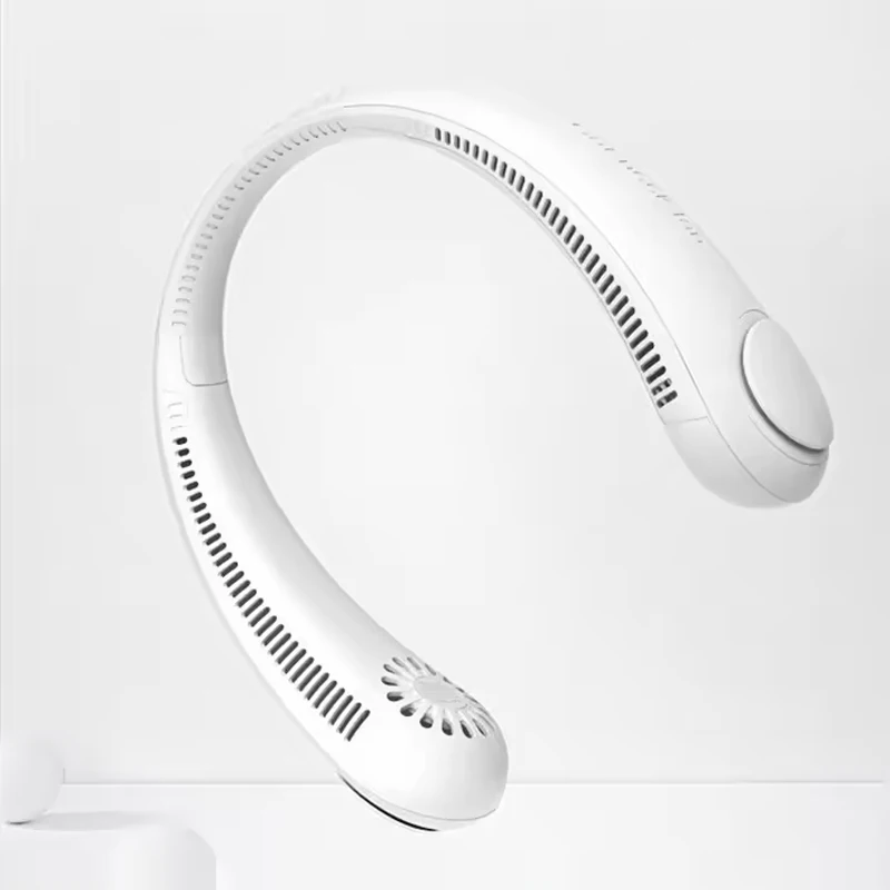 

Portable Cooling Hanging Neck Fan Leafless 360 Degree Neckband Fan Surround Air Outlets Recharge Wearable Fans