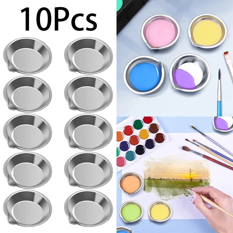 10pcs Stainless Steel Painting Color Bowls Oil Paint Trays Paint Color Mixing Cups Color Mixer Children DIY Painting Tools