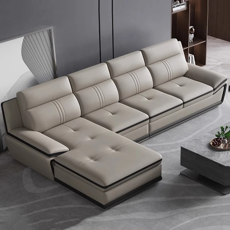 Family Clouds Living Room Sofas Luxury Lounge Floor Leather Reclinable Couchs Minimalist Straight Sofa Para Sala Home Furniture