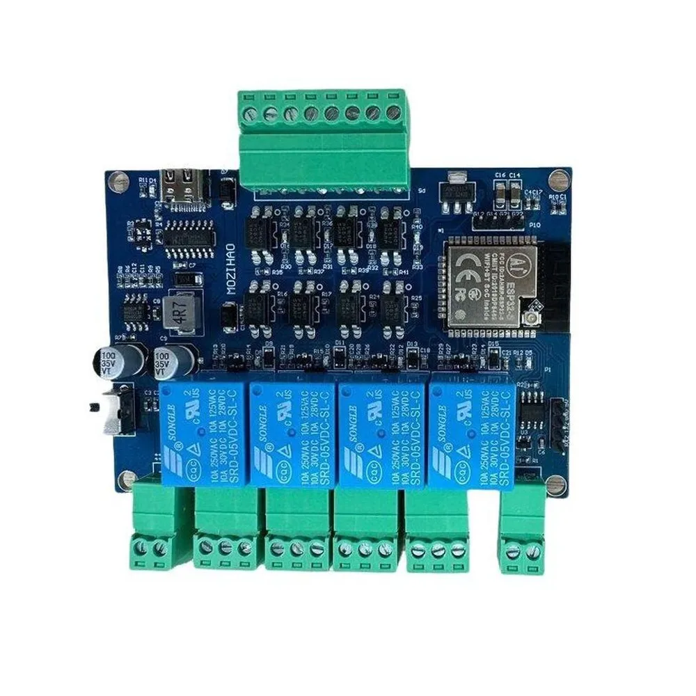 ESP32 Type-C 9-24V BT WiFi Relay Control Board 4 Channel Relay 4 Way Opto-isolated Input RS485 MODBUS Protocol for IOT Project