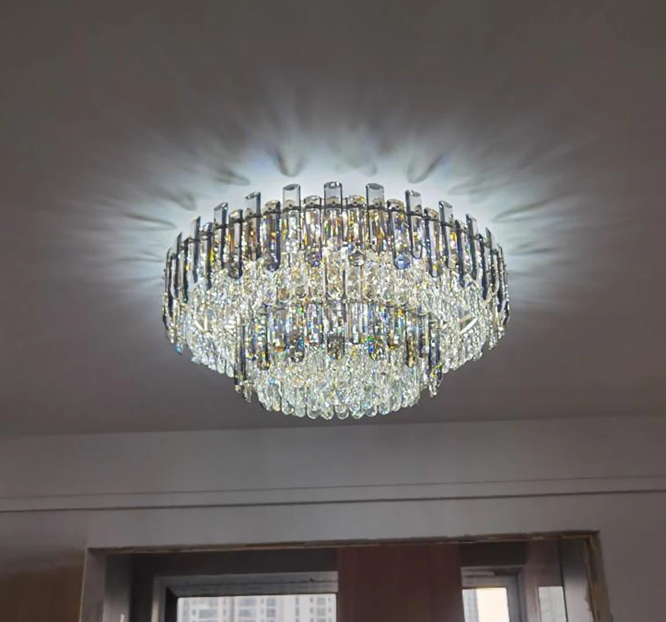 Luxury Gold Crystal Ceiling Light Fixture Modern Large Crystal Lamp for Living Room Bedroom Home Decor Crystal Chandelier