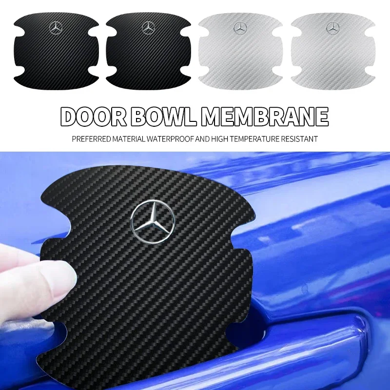 4PCS Car Door Handle Protection Sticker Emblem Car Styling for Mercedes Benz A C E GLC Clase CLA X253 W203 W204 W205 W213 W212