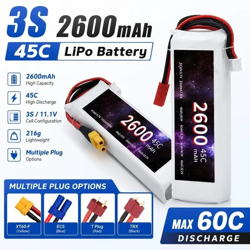 For Manufacturer Model Aircraft Battery 11.1V 45C 2600mAh Lithium Battery UAV Car Model Ship Model 3S Rechargeable Battery