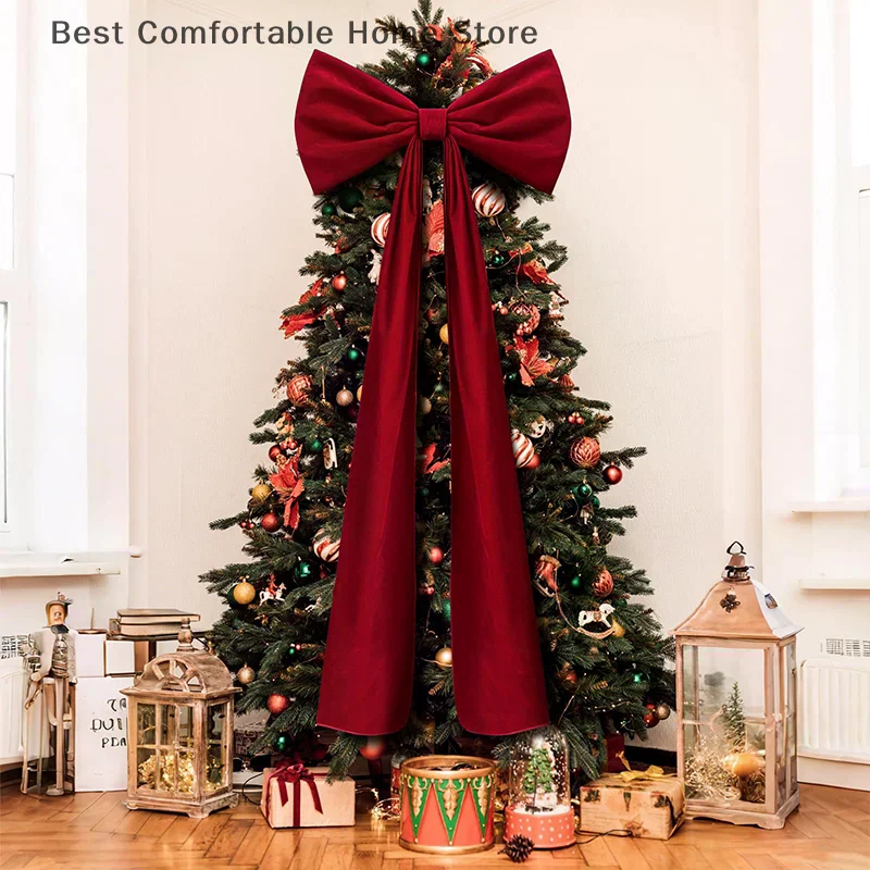 

【BAA3】Большие бархатные рождественские банты (6 футов) — Большие банты для топпера для рождественской елки, венков, мантии, входной двери