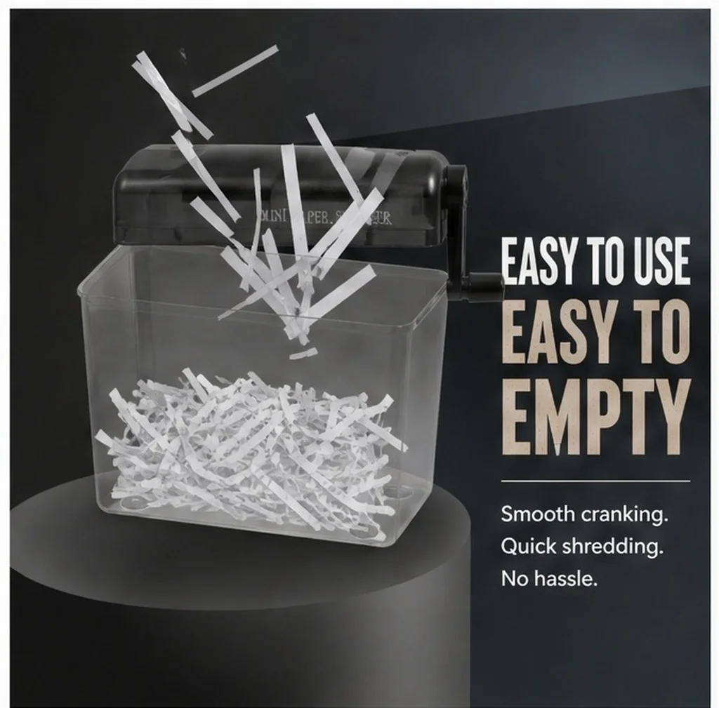 Small Portable Hand Shredder for Paper Documents Bills Receipts Craft Strips No Power Needed Sturdy Wear Resistant Desktop