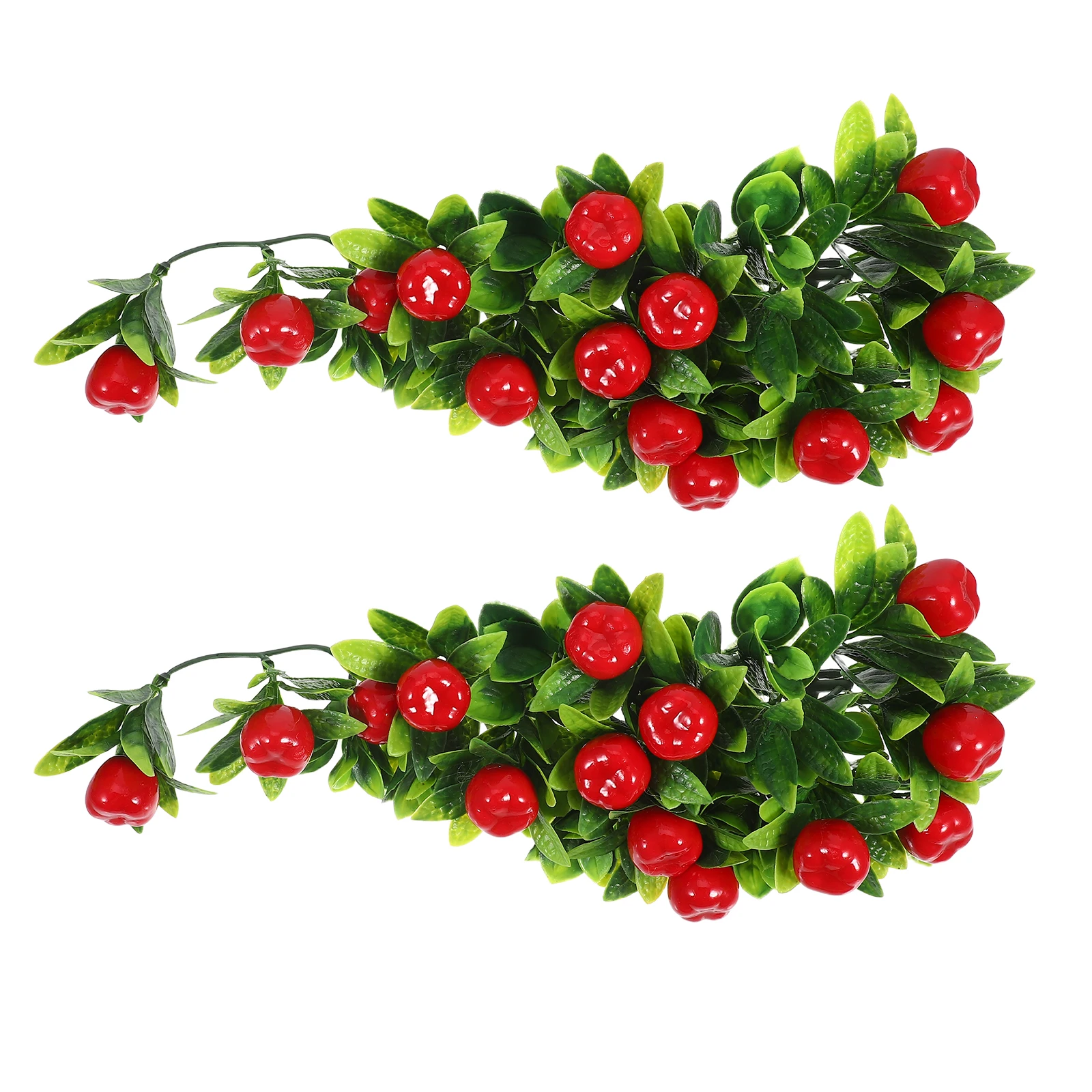 

2pcs Artificial Fruit Vine Fake Green Leaf Hanging Plant Realistic Decorative Prop For Home Wall Garden Party Indoor Outdoor
